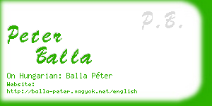 peter balla business card